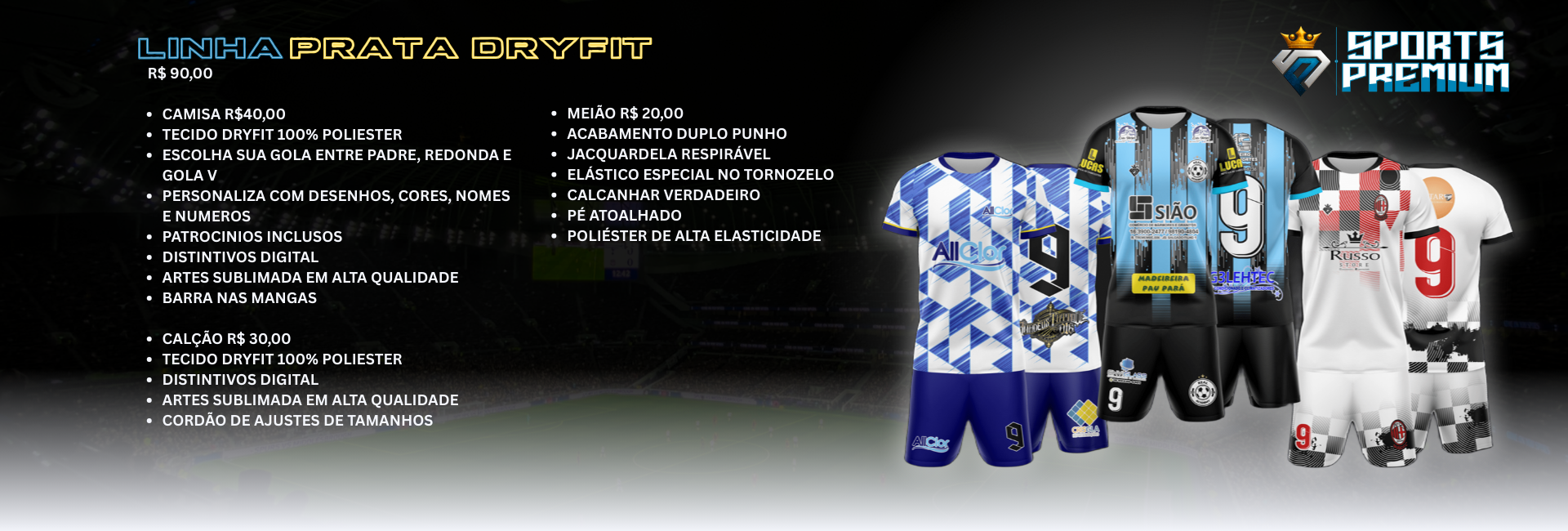 baner linha de camisa desktop sports premium