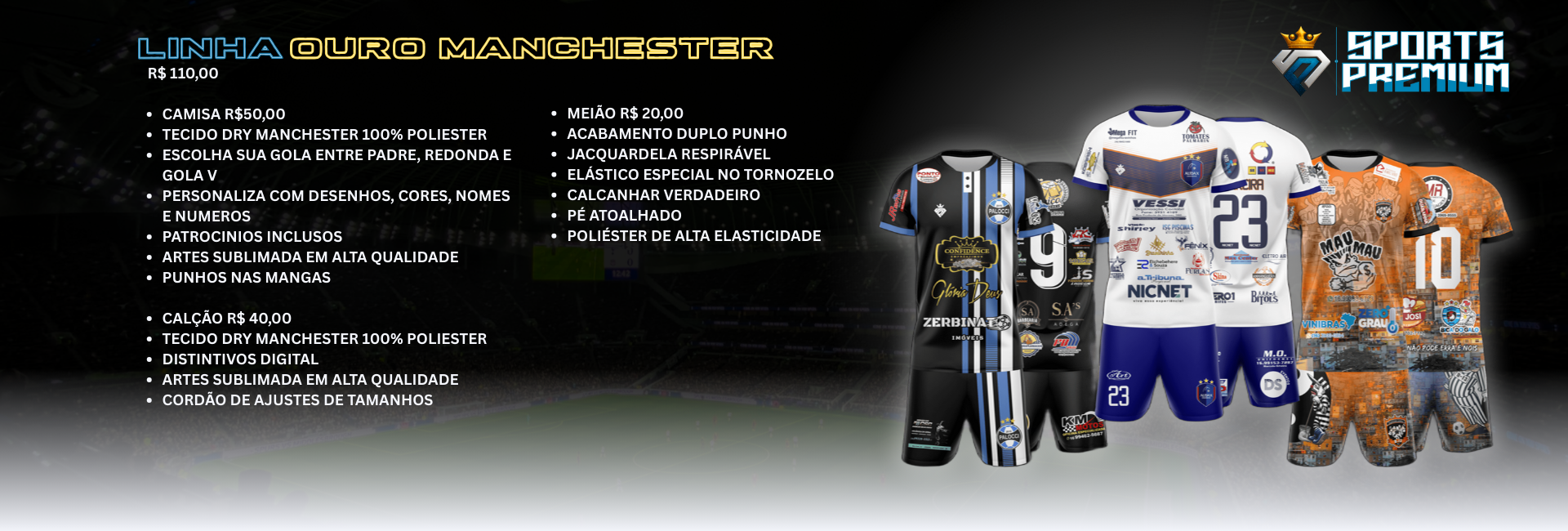 baner linha de camisa desktop sports premium